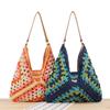 Colorful Handmade Crochet Shoulder Bags for Women Vintage Work Shopping Pouch Tote Bag Designer Summer Beach Bag Holiday