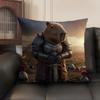 Samurai knight Capibara Cushion Cover Natural Linen Organic Fabric DoubleSided Printing Sofa Home Decor Gift Pillow Case