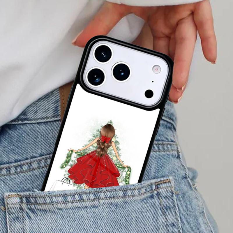 Рождественская Девочка Елка Подарок Чехол для Телефона для iPhone 16e 15 14 13 12 17 Pro Max Plus Air 17pro Чехол