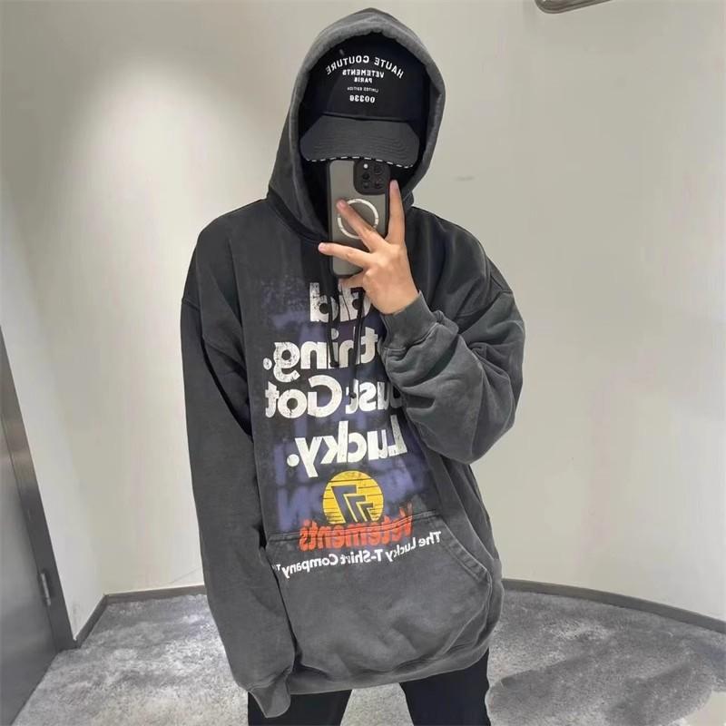 American Hip Hop Streetwear Hoodie Retro Letter Print Fleece Sweatshirt Loose Casual Men Women