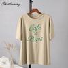 Shellsuning модные футболки с буквенным принтом для женщин, большие футболки из 100% хлопка, уличная одежда, топ для девочек, корейские простые готические мягкие топы