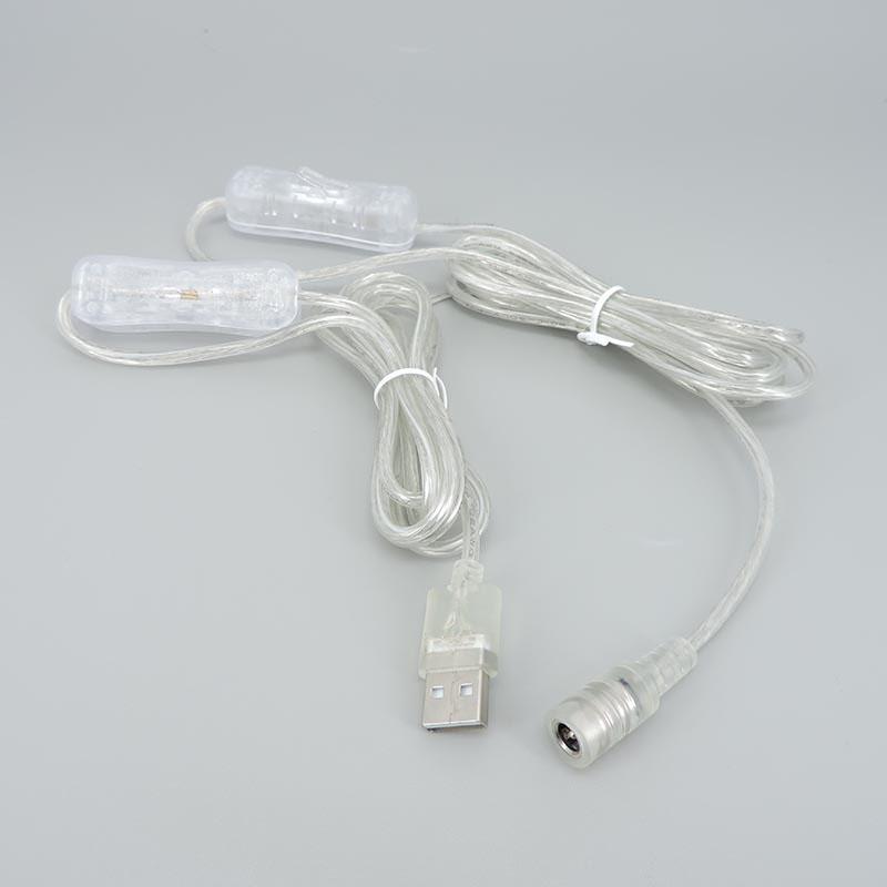 2M 22awg 3A прозрачный источник питания 5 В USB DC 12 В гнездовой кабель кнопка переключения разъем разъем удлинитель светодиодная неоновая полоса света