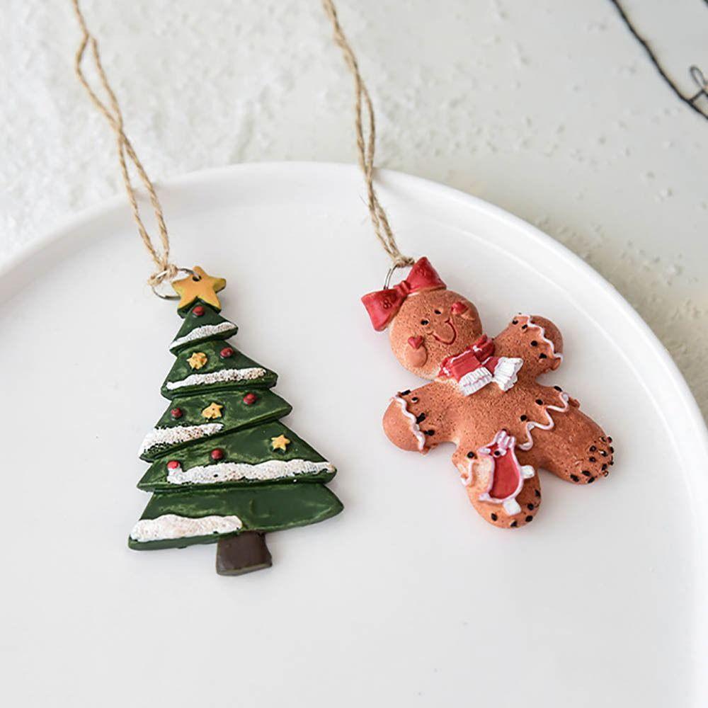 Resin Christmas Tree Hanging Pendant Gingerbread Man Christmas Decoration Xmas Tree Ornament Xmas