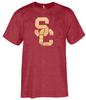 Мужская футболка USC Trojans Cardinal с коротким рукавом, потертая, SC Interlock, от 289c apparel