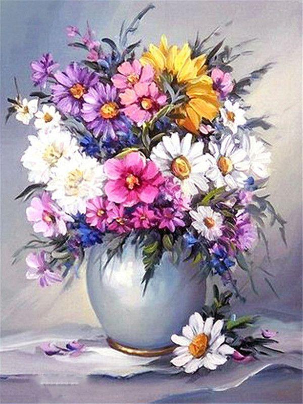 RUOPOTY Рамка «сделай сам», картина по номерам, башня, настенное искусство на холсте, акрил, уникальный подарок, картина по номерам, цветок для гостиной