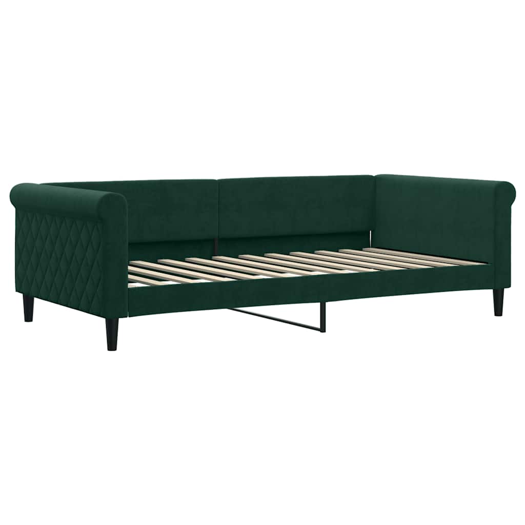 Extendable Daybed with Drawers Dark Green 100x200 cm Velvet