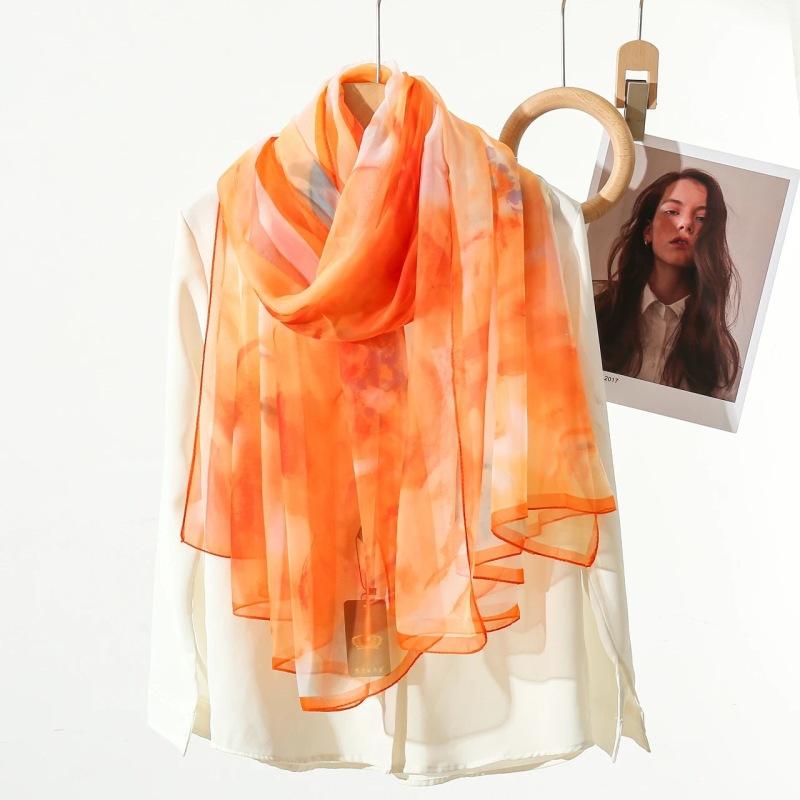 Silk scarf women's new beach silk scarf sunscreen large shawl yarn Sanya seaside shawl scarf summer