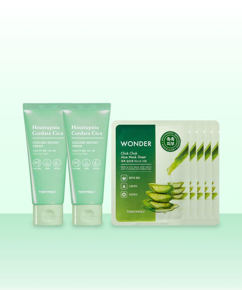 [2 pack] Houttuynia Cordata Cooling Cream 90ml (+ 5 Aloe Masks)