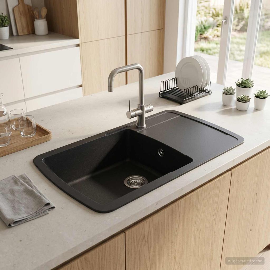 Kitchen Sink Single Bowl Granite 78 x 50 x 31 cm Graphite