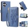 Butterfly Flower Zipper Wallet Vegan Leather Phone Case with Strap For iPhone 15 Pro Max