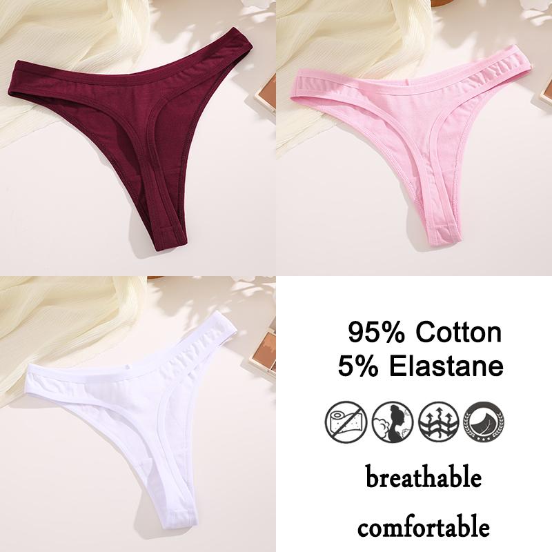 3шт/комплект хлопковые трусики стринги женские трусики сексуальное нижнее белье женское нижнее белье стринги для женщин однотонные интимные трусики