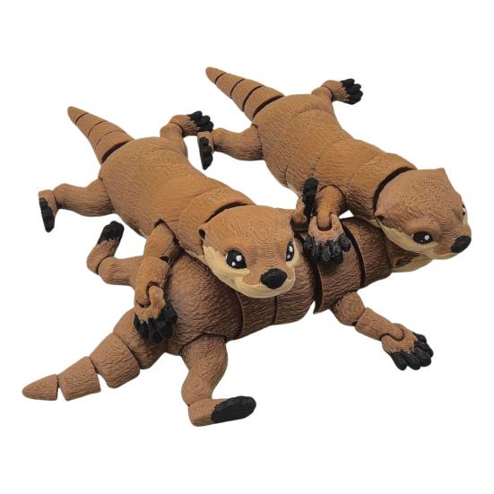 3D Printed Otter Toy Articulated Otter Figurine Flexible Animal Figure Stress Relief Fidget Toy for Home Office Decor