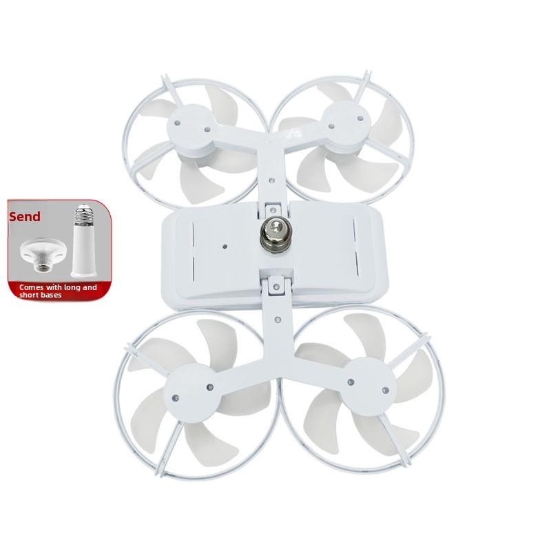 New Drone Ceiling Fan Light with E27 Screw Base, Integrated Fan & Lamp for Bedroom Dining, Small Remote High Airflow