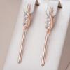Простые серьги-подвески длинные глянцевые цвета розового золота для женщин, модные аксессуары с натуральным цирконом для повседневной носки, изящные ювелирные изделия