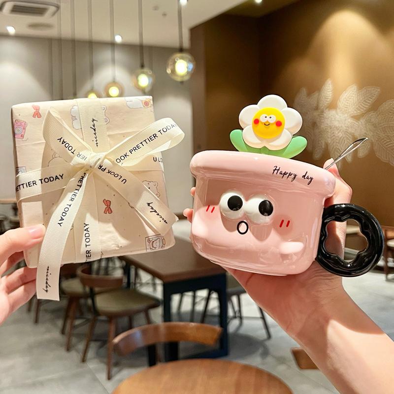 Дарите подарки на день рождения подругам, милые девичьи сувениры, керамические кружки в форме цветка с крышками, практичные подарки