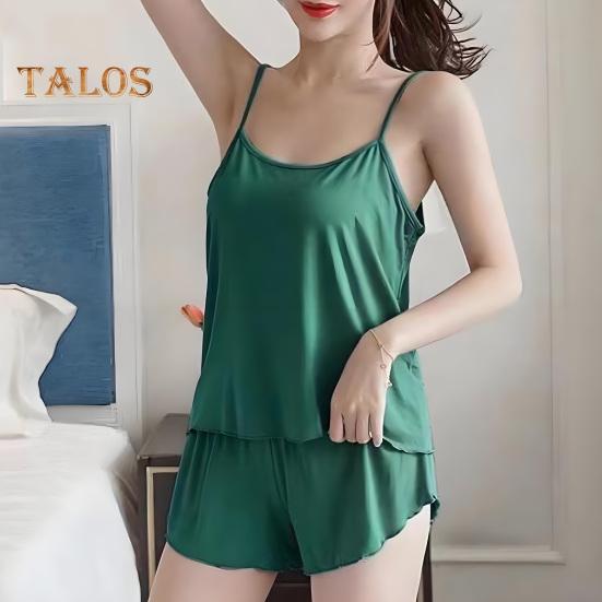 Women's 2 Piece Pajama Set Loose Cami Tank Top Shorts Set Summer Casual Sleeveless Sleepwear Home Bedroom Loungewear Suit
