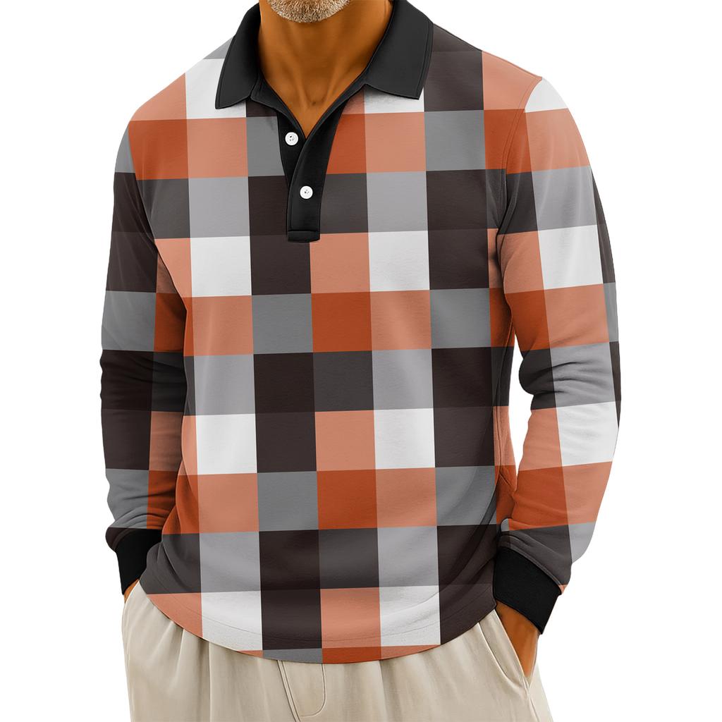 Мужские повседневные топы с длинными рукавами на пуговицах с полосатым принтом