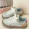 Retro Mint Green and White Shoes Children's Autumn New Ins Trendy Versatile Platform Temperament Casual Board Shoes