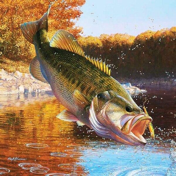 5d Алмазная картина Рыба Мозаика Животное Подарок ручной работы DIY Алмазная вышивка Крестом Озеро Домашний декор