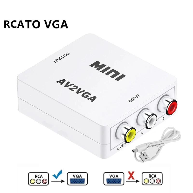HD RCA CVBS AV To VGA Video Converter Conversor Mini AV2VGA Video Converter Adapter with 3.5mm Audio To PC HDTV