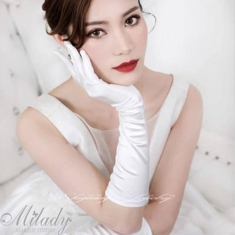 1 Pair Mesh Bow Knot Gloves Short Glove Lace Gloves Women White Satin Gloves Wedding  Ladies/Girls