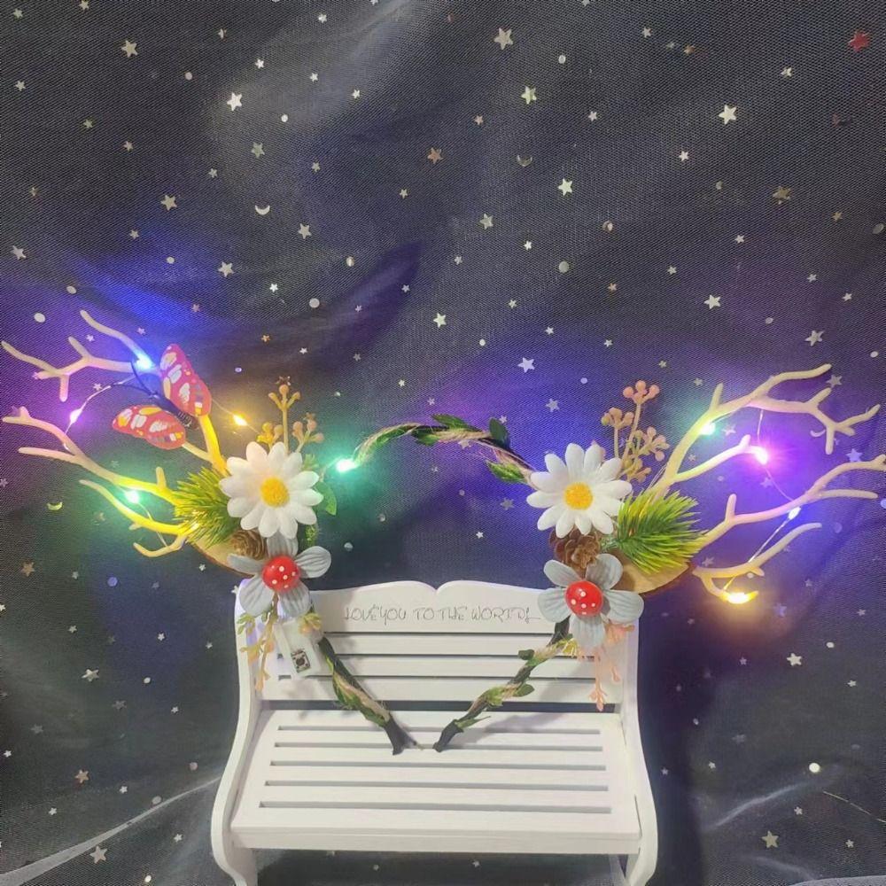 Hair Hoop Deer Ear Antler Headband LED Glowing Headband Cute LED Christmas Headband  Cosplay Pros