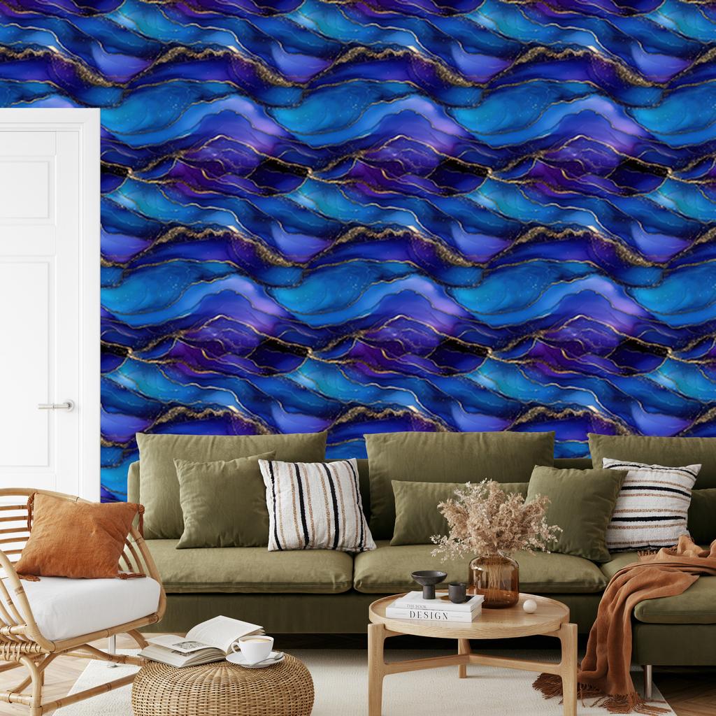 Wallpaper Ink blue, navy blue, indigo and violet 50x1000