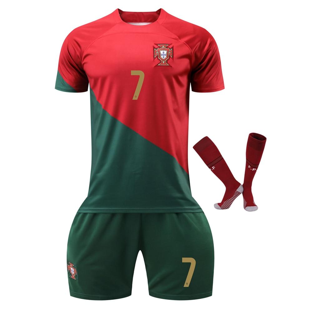 Kids Portugal Ronaldo Football Jersey Set Red - Youth Soccer Training Match Kit - Rosu