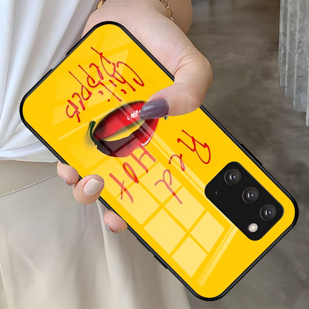 R-Red H-Hot C-Chili P-Peppers Phone Case For Samsung S26 S25 S24 FE S23 S22 S21 Plus S20 Ultra Note20Ultra Black Glass Cover