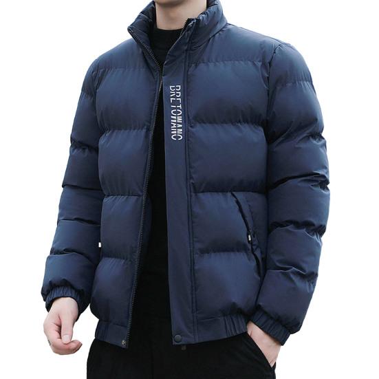 Стильная зимняя мужская хлопковая куртка ветрозащитный дизайн с карманным воротником с лацканами с буквенным принтом короткая повседневная красивая хлопковая куртка-пальто