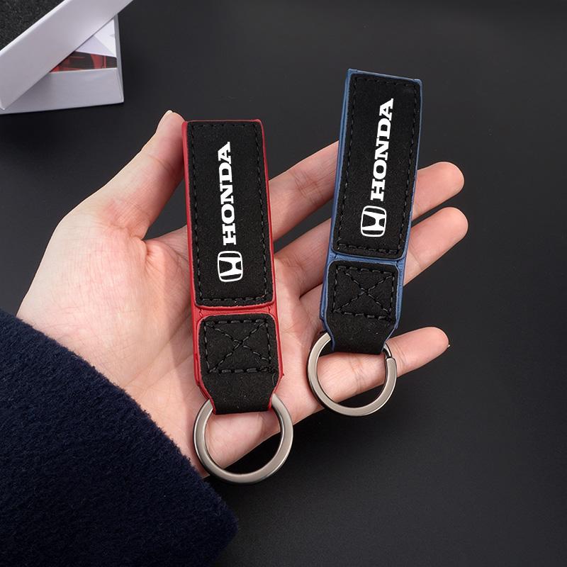 EKSBU1 Suede Car Emblem Keychain Buckle Key Ring For Honda Civic Fit Jazz Accord Pilot CRV Odyssey Shuttle HRV Fk7 Fk2 Mugen Fk8 Type R