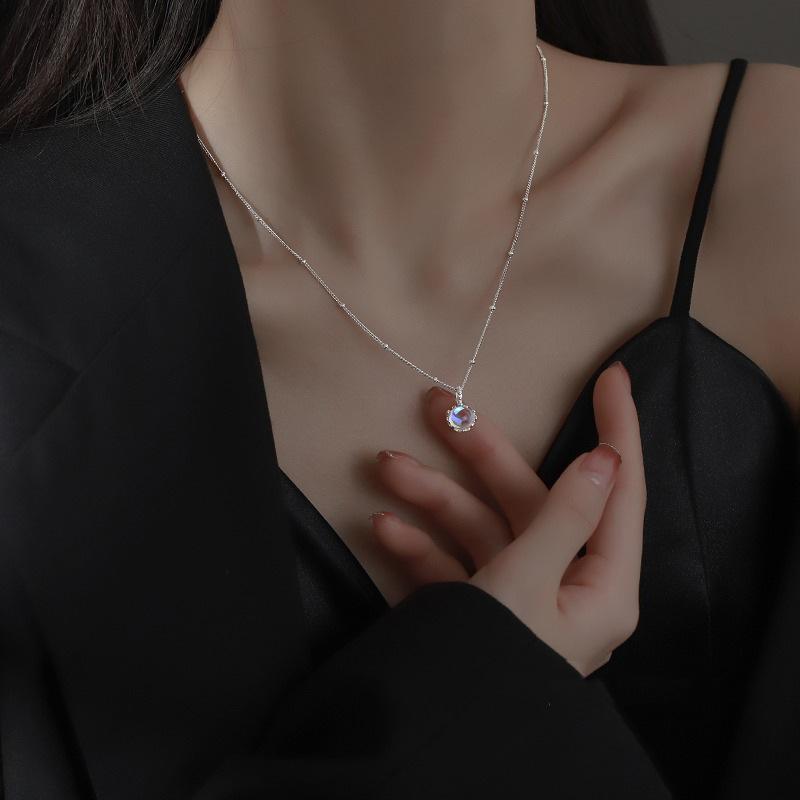 Ожерелье Symphony Moonlight, женское, легкое, роскошное, летняя мечта, синяя круглая цепочка для ключицы, ювелирные изделия из нержавеющей стали