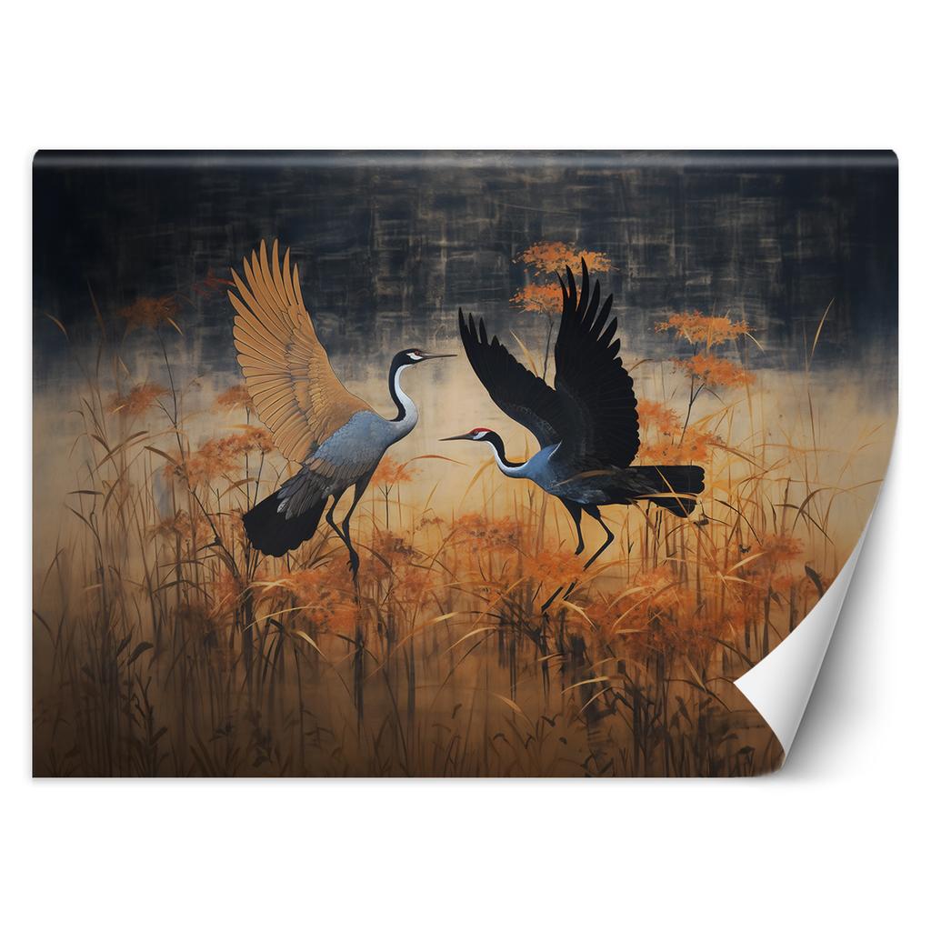 Wallpaper Crane Birds Abstraction