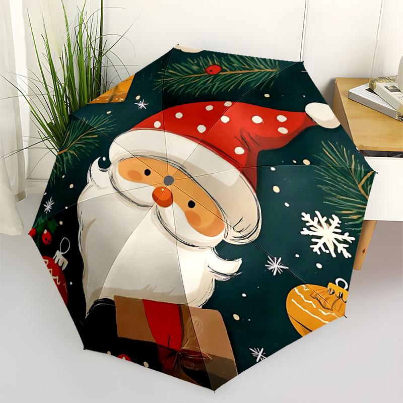 1pc Christmas Santa Claus Automatic Open/Close Umbrella, Portable Folding umbrella for Everyday Use yy250826069