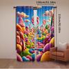 2Pcs Cartoon Candy Themed Curtain Colorful Window Drapes For Birthday Parties Decor Suitable For Bedroom Living Room A