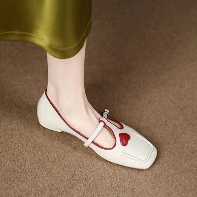 Туфли женские 2024 года, белые, женские, летние, на плоской подошве, с квадратным носком, обычные, кожаные, повседневные, с каблуком, по акции E, стильные