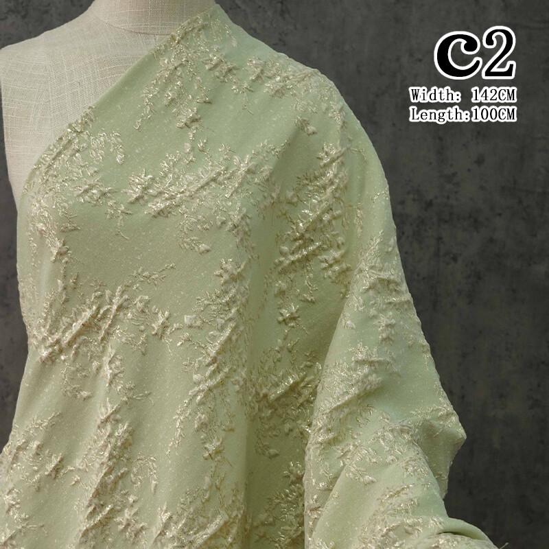 1M Rustic Floral Embossed Jacquard Yarn-dyed Fabric for Dresses Vest Bag Jacquard Fashion Women Wedding Dress Clothing Supplies