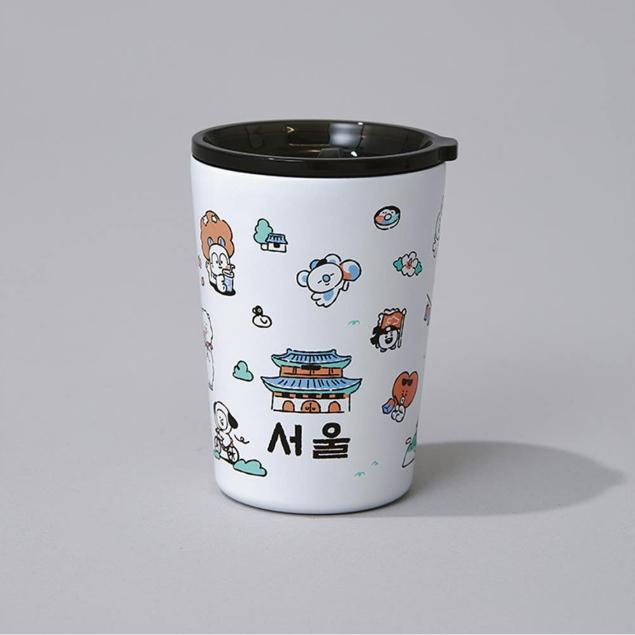 Термокружка BT21 Seoul Edition 340 мл, нержавеющая сталь, с двойными стенками, официальная лицензия