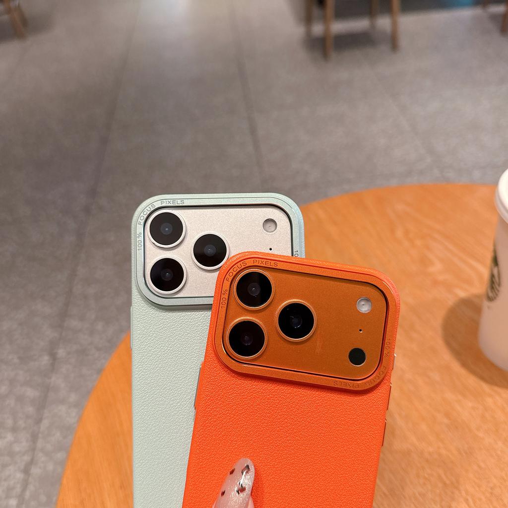 Чехол для телефона с текстурой PU-кожи личи для For Iphone 17 Air 16 1 14 Plus 13 12 Pro Max Матовая крышка с защитой объектива камеры из сплава