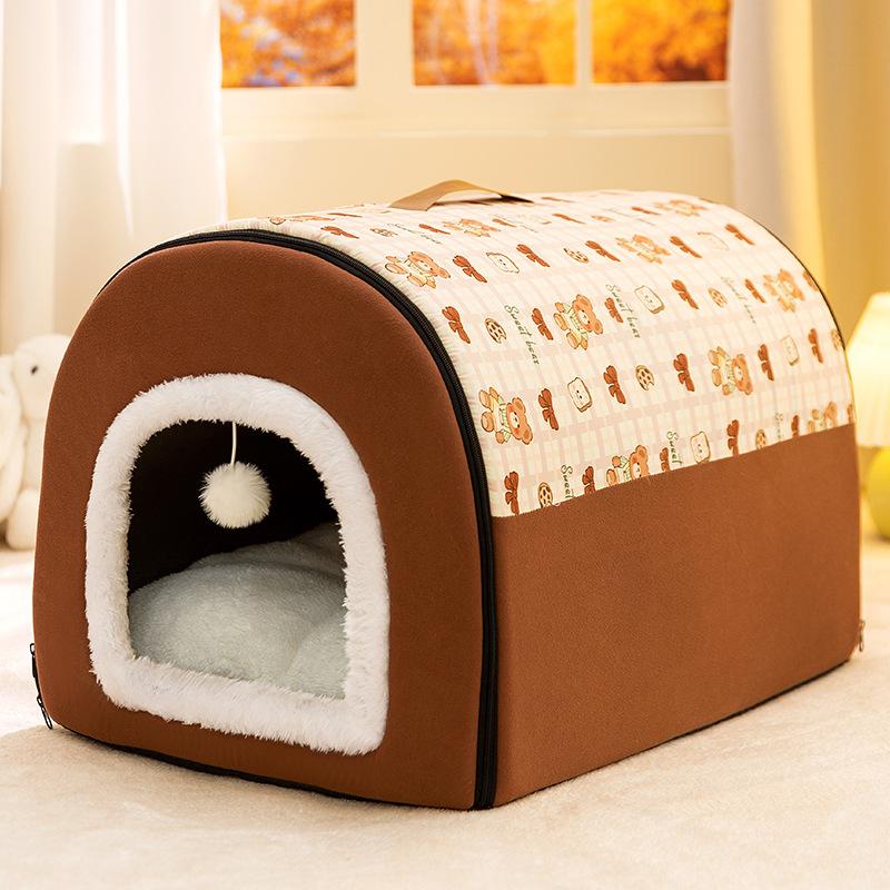 Желтый цветной полностью напечатанный изогнутый домик-будка для средних и крупных собак, полузакрытый большой объем, теплая будка для домашних собак, кровать для собак