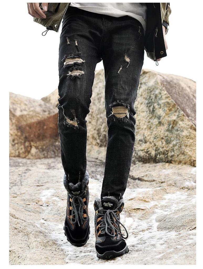 Men's High Top Waterproof Snow Boots with Thick Velvet Lining