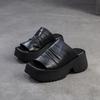 Fashion GKTINOO Retro Peep Toe Outdoor Platform Slippers Summer 2025 New Genuine Leather Comfortable Height Increasing Women's Shoes