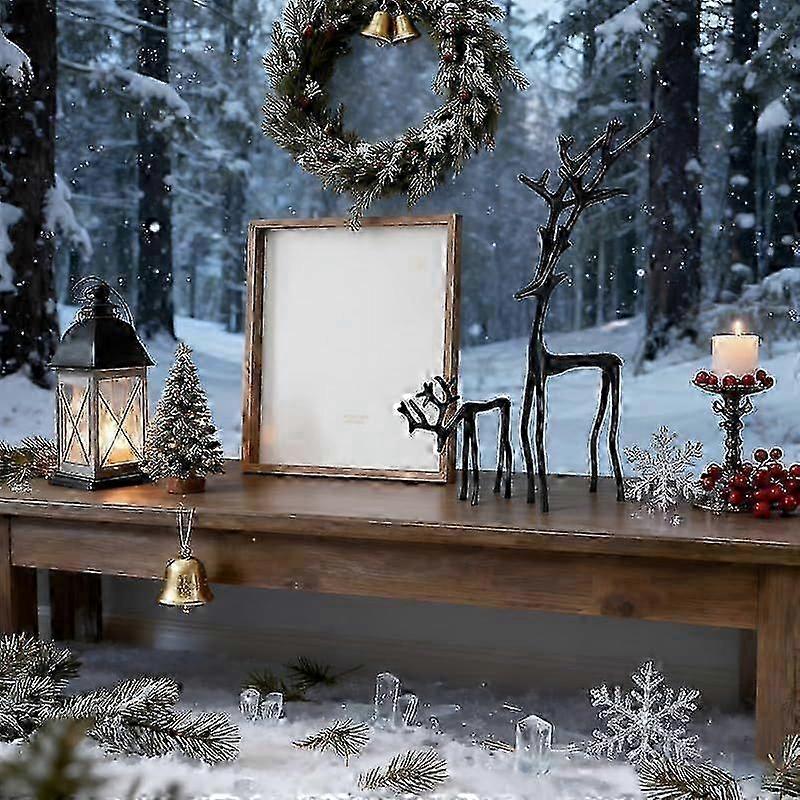 1-3X Reindeer Christmas Decor, Set of 2 Black Metal Reindeer Figurines - Modern Christmas Decorations - Elegant Indoor Holiday Statues for Mantel
