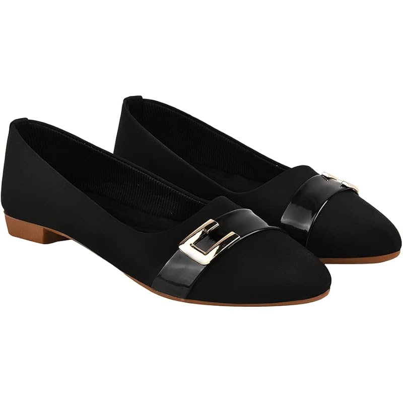 Shoetopia Comfortable Stylish Black Ballerinas For Women & Girls /Uk3