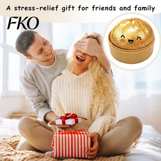 Palm Kneading Ball Steamed Bun Stress Ball, Soft TPR Dumpling Squeeze Toy Medium Size with Mini Inside, Slow Rising Fidget for Adults Reusable