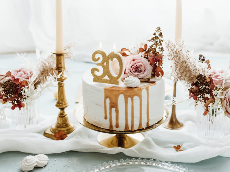 Birthday Candle Number 30 Gold Glitter