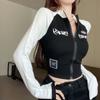 Workwear Female Zipper Long Sleeve T-shrits Sexy Women Inner Tops String Girls Y2K T-shirts Cycling Tee For Women