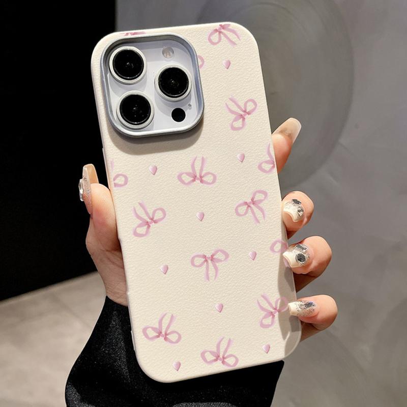 Тонкий кожаный чехол с принтом в виде розового банта и магнитной текстурой для iPhone 16 Pro Max 15 14 Pro 13 12 11 для MagSafe TPU Мягкий противоударный матовый чехол для телефона