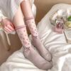 Summer Women Socks Ultra-thin Transparent Crystal Silk Socks Women Cartoon Print Japanese Kawaii Cute Funny Elastic Long Socks