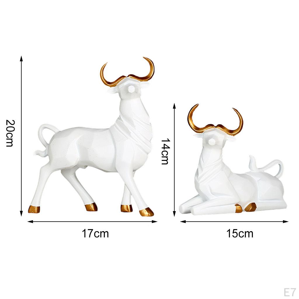 1 пара статуэток скульптур быков, счастливые поделки для книжной полки, стола, гостиной, рождественский подарок